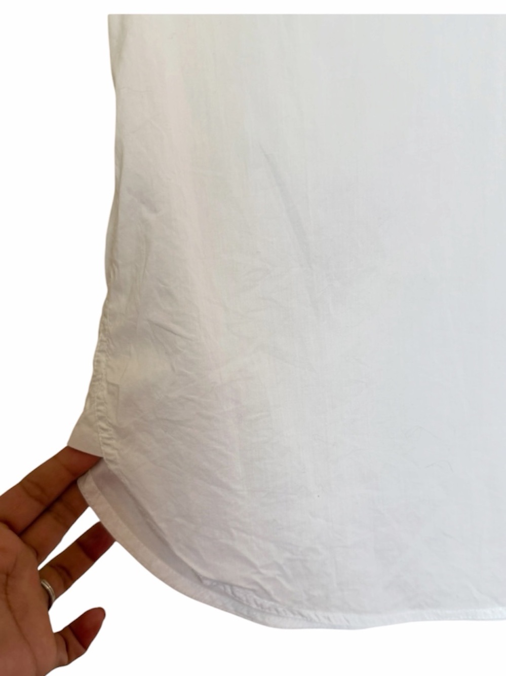 J. Crew White Short-Sleeve Cotton Button-Down Shirt with Ruffle Sleeves - Picture 3 of 7